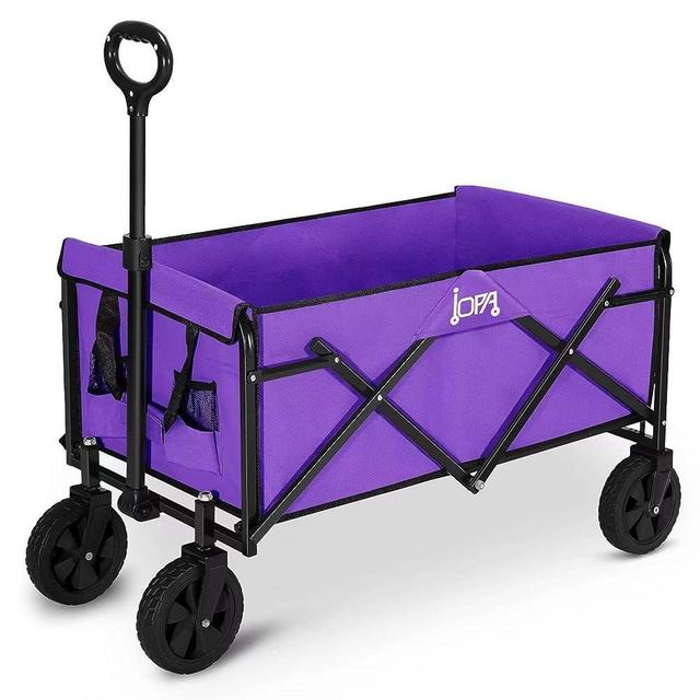 Utility Foldable Wagon Heavy Duty Pull & Push Cart Collapsible Wagon Garden Cart with Wheels All Terrain Beach Cart for Outdoor Shopping, Camping, Fishing, Grocery,Purple
