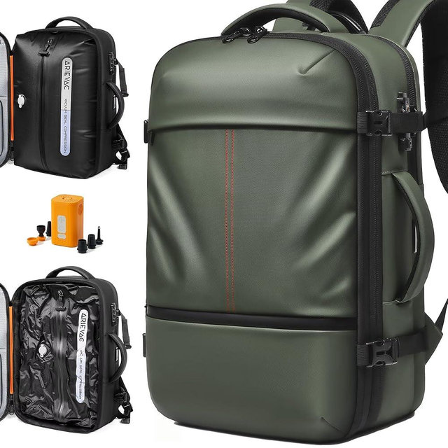 IKYWT Vacuum Seal Backpack Travel with Ultra-Power Pump, 80L Expandable Travel Backpack with Vacuum System w/TSA Lock