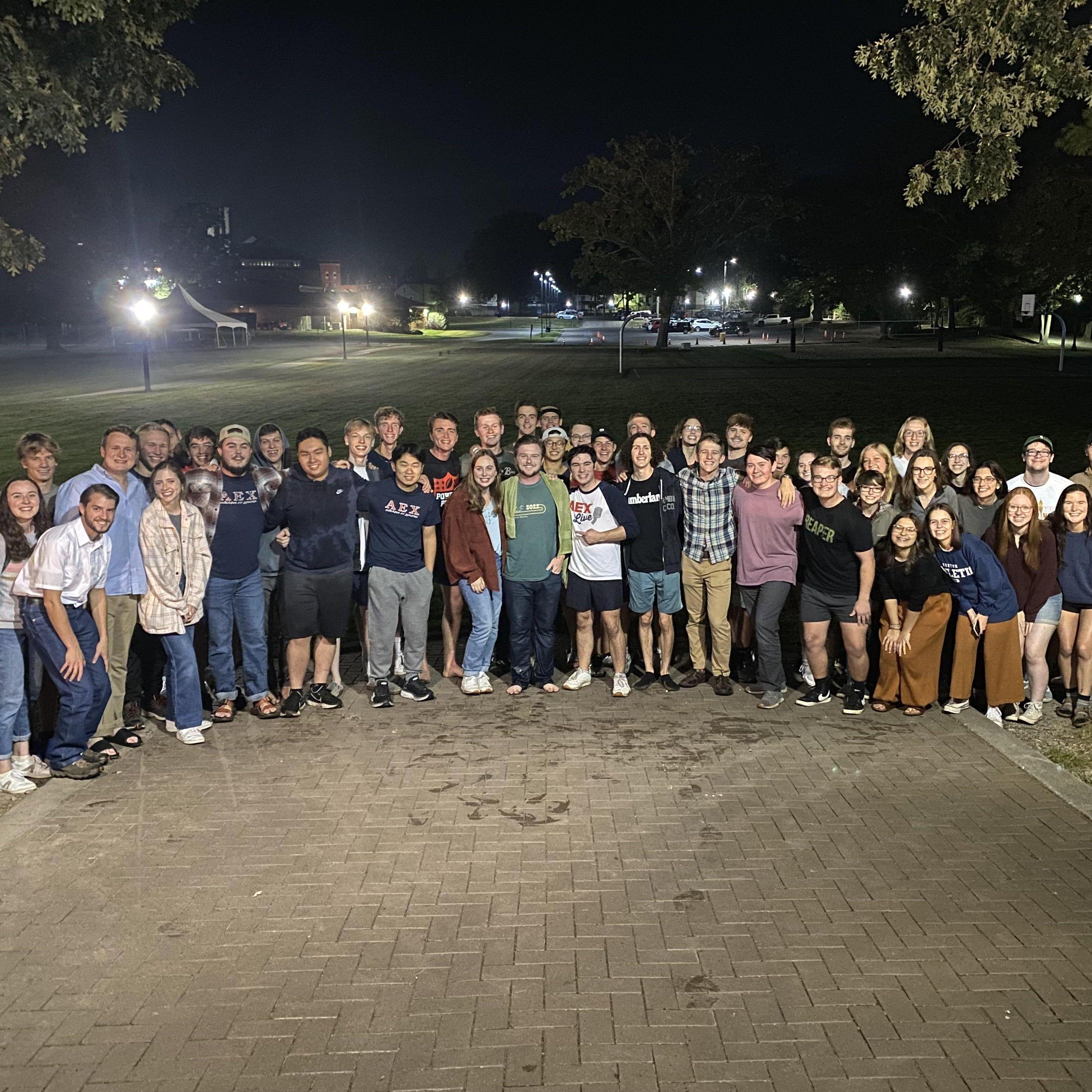 Grove City has a tradition called "creeking", where a newly engaged man gets thrown into Wolf Creek. Kayleigh surprised Jack by coming for his. Here we are with the Grovers who came to celebrate.