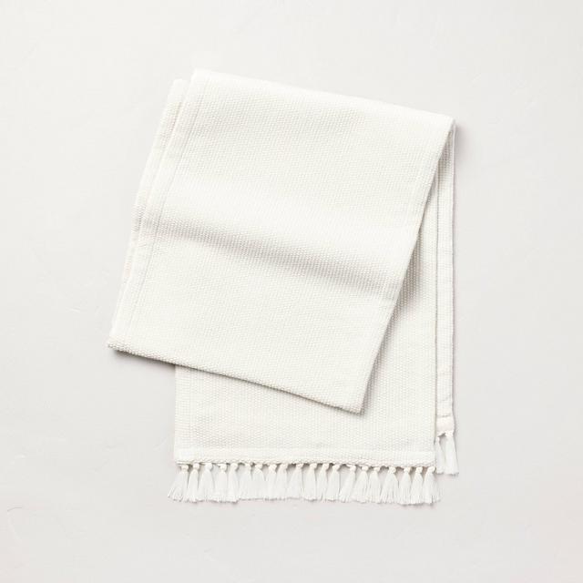 14"x72" Pebble Textured Woven Table Runner Cream - Hearth & Hand™ with Magnolia