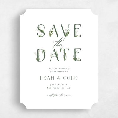 White Ticket Wedding Save the Date - Zucchero Portrait