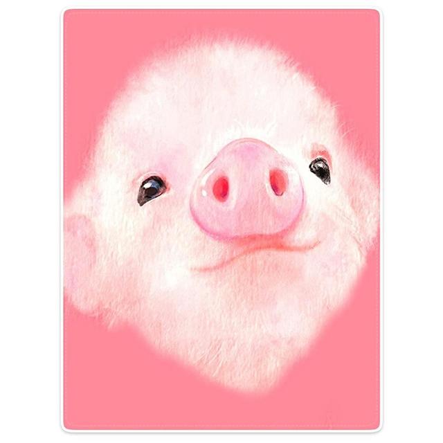 TSlook Super Soft Warm Blankets Sofa Bed Throw Cute Pink Pig Big Nose Girl 60" x 80"