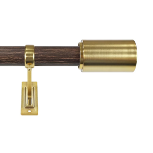 Origin 21 72-in to 144-in Wood and Gold Iron Single Curtain Rod with Finials