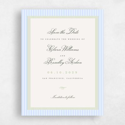 Blue Typography Wedding Save the Date - Dinard Portrait