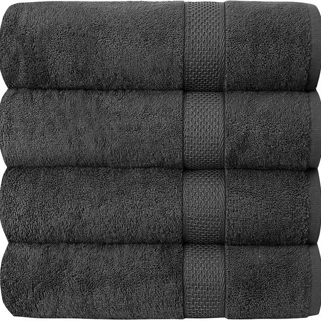 Pleasant Home Bath Towels Set - 4 Pack – 32” x 55” - 100% Cotton - 500 GSM – Lightweight Soft Absorbent – Durable (Grey)