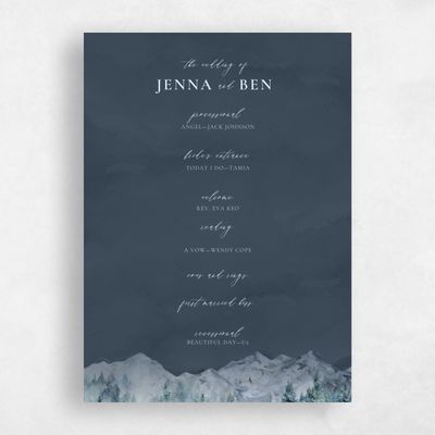 Grayed Navy, Blue Wedding Program - Avalon