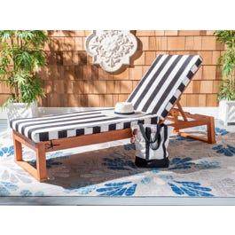 Solano Cushioned Wood Sunlounger Black/Beige By Safavieh