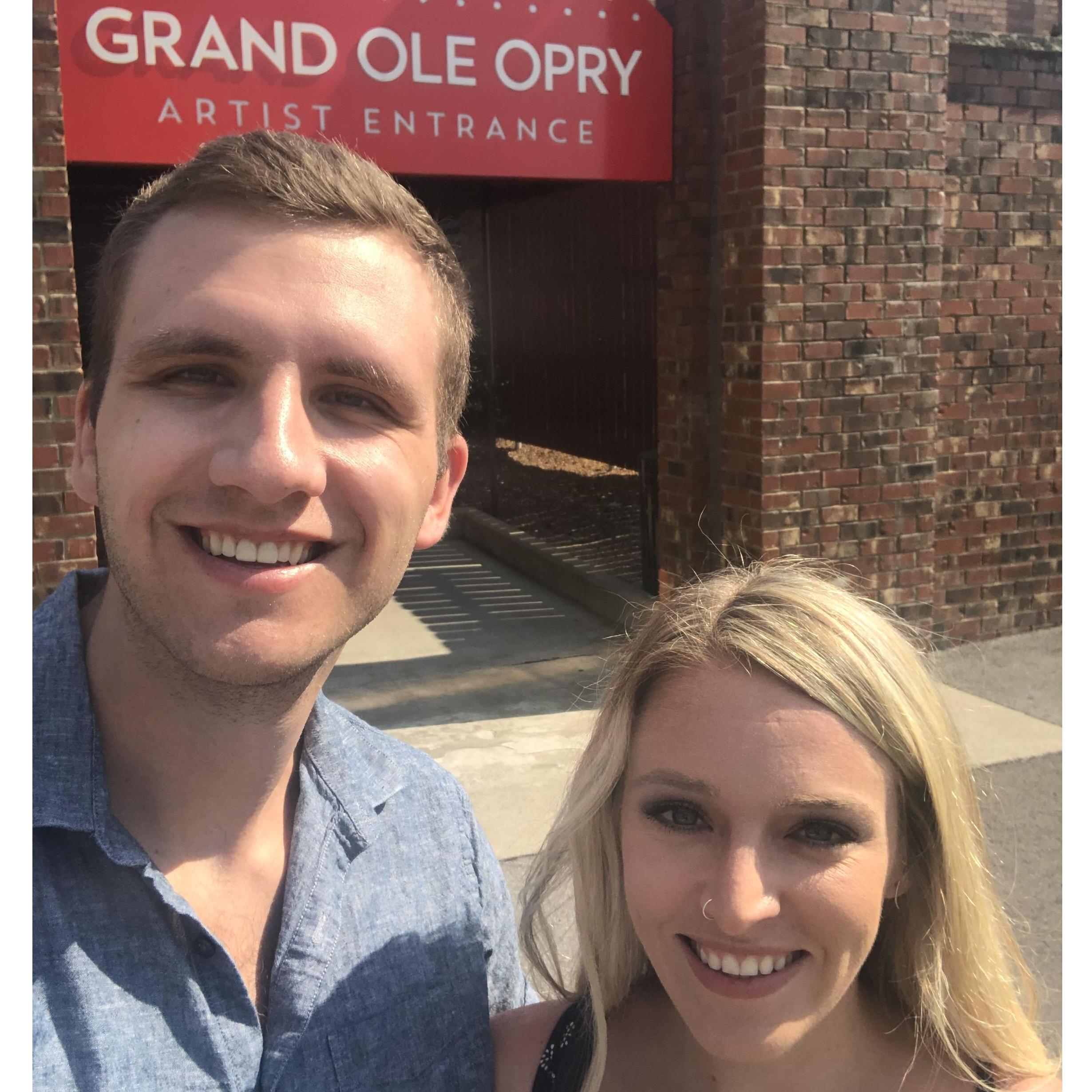 Pre-proposal using the artist entrance at the Grand Ole Opry.
