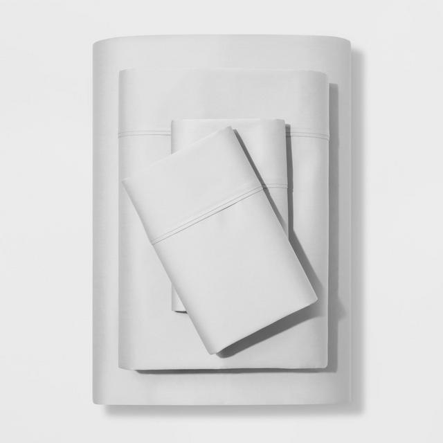 King 500 Thread Count Tri-Ease Solid Sheet Set Light Gray - Threshold™