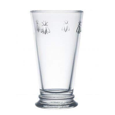 La Rochere, Set of 6, Tall Drinking Glasses (6.3" Tall - High Ball), 15.6 Oz Each, Napoleonic Bee Pattern
