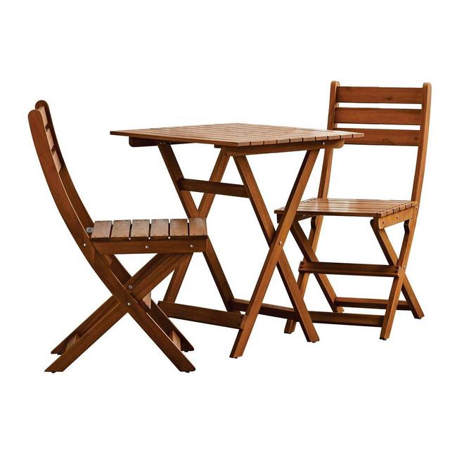 Mainstays Outdoor Patio 3-Piece Wood Bistro Set, Natural Color