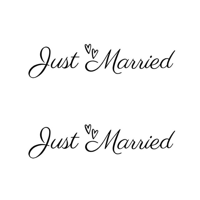 FALVFUN 2PCS Just Married Car Decals, Elegant Vinyl Wedding Day Vehicle Window Bumper Stickers, Honeymoon Anniversary Automotive Exterior Decoration Accessories, Universal for Vehicles (Black)