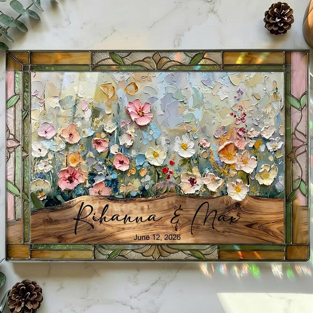 Personalized Charcuterie Board Wildflower Glass Wood Look Cutting Board Unique Wedding Gift Bridal Shower Gift Retirement Gift for Women