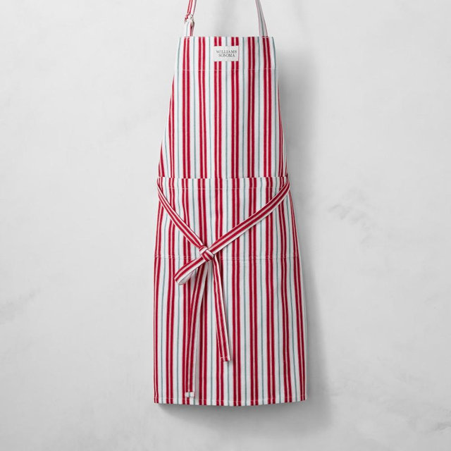 Williams Sonoma Classic Stripe Apron, Red & Green, Logo