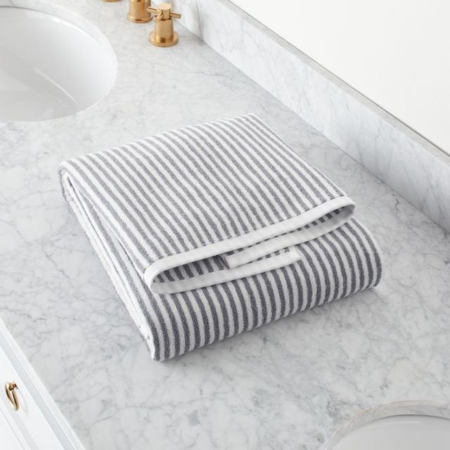 Hemi Organic Grey Stripe Bath Towel