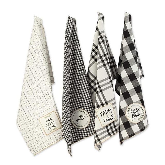 DII Home Sweet Farmhouse Kitchen Textiles Collection, Dishtowels Set, 18X28, Assorted 4 Piece