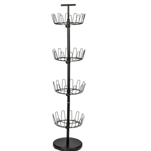 Household Essentials 4-Tier Shoe Storage Tree, Matte Black