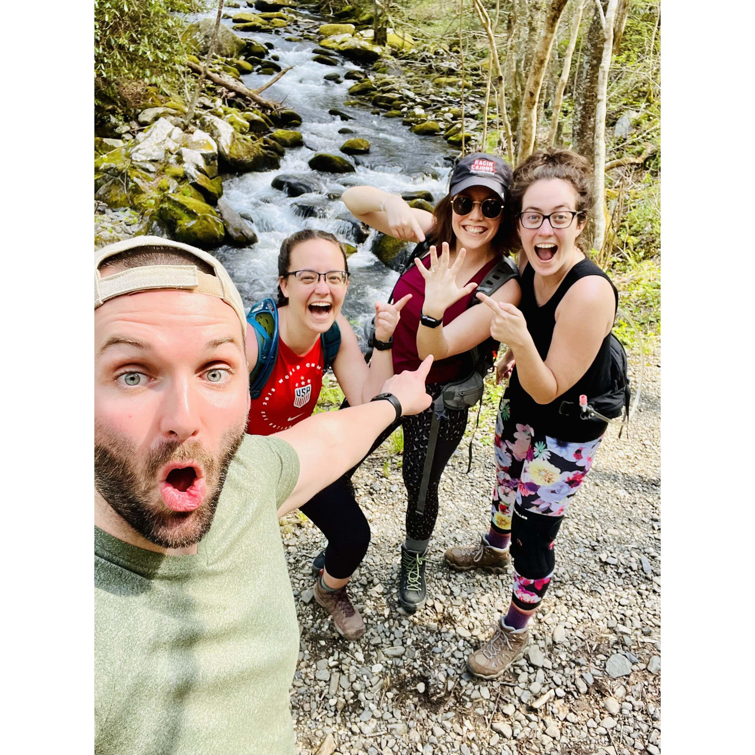 Right after the proposal with my little sisters, Jenny and Katie, who kept the secret and made the day extra special!