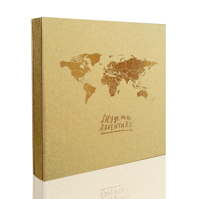 Holoary Photo Album 4x6 400 Photos 5 Pictures Per Page, 400 Pockets 4”x6”, Kraft Paper Cover Travel Design World Map Adventure Vacation