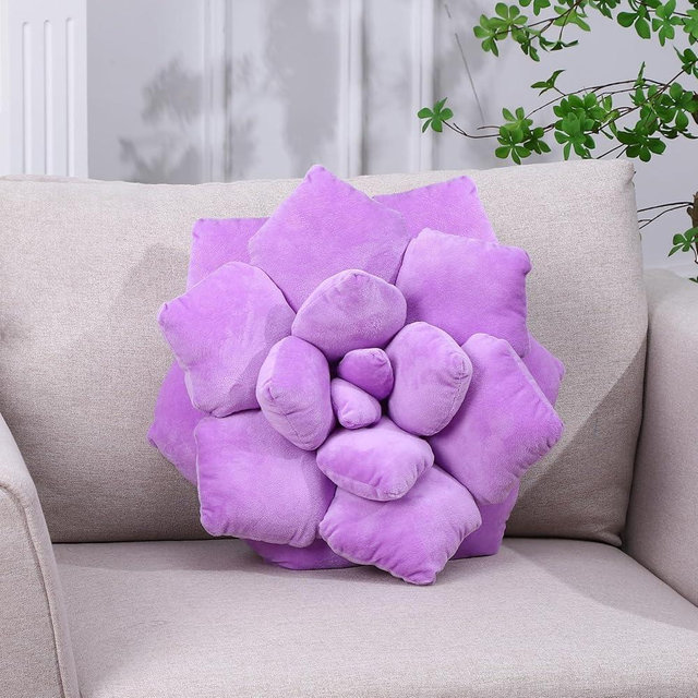 Dumwry Succulent Pillow - Hand-Stitched Plush Decorative Throw Pillow, 3D Plant & Flower Shaped Cushions, Plush Pillows for Bedroom, Living Room, and Home Decoration, 13.8" (35CM)
