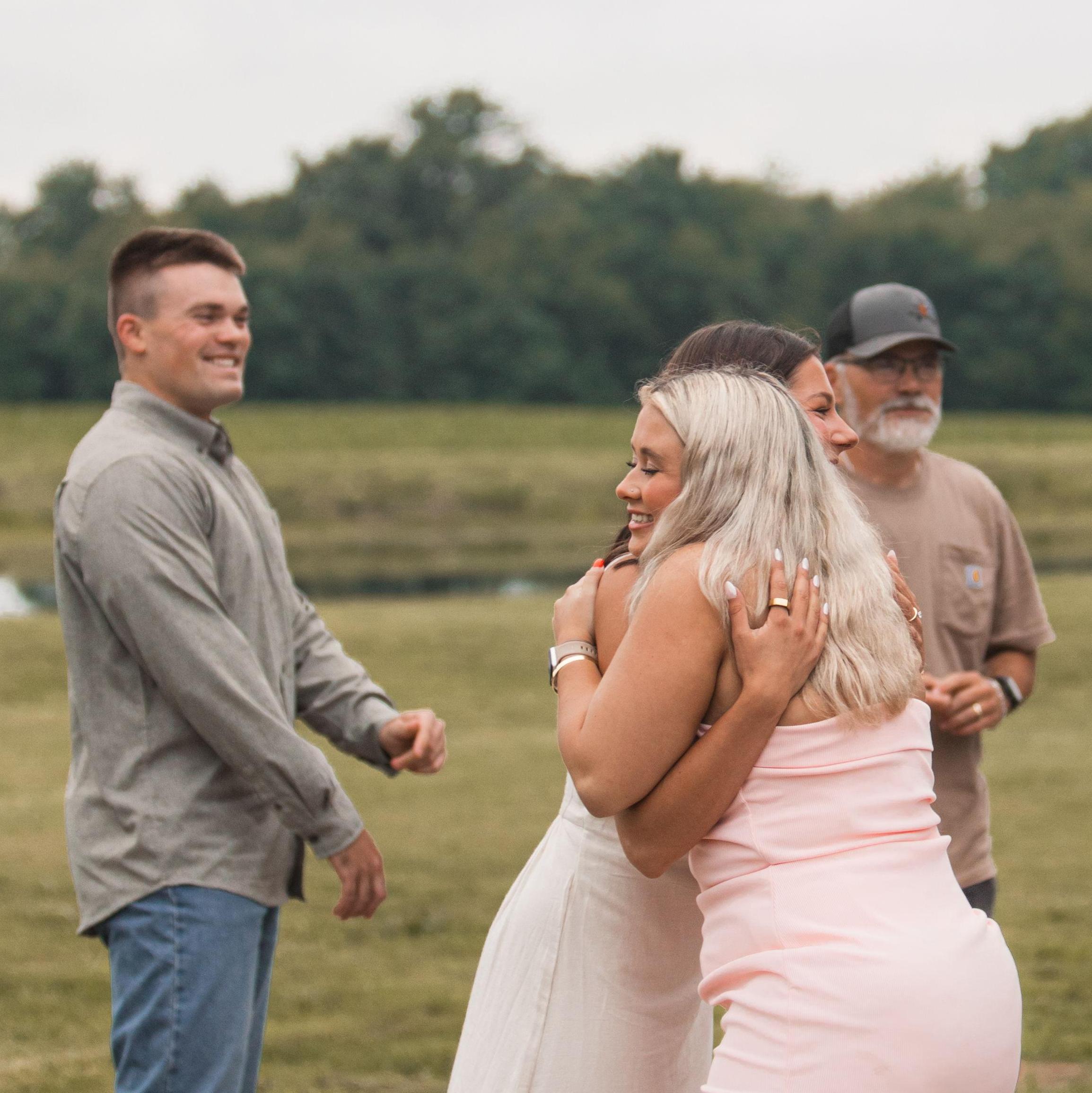 Karson surprised Briana by having so many of our friends and family ready to celebrate after proposing! It's Briana's favorite memory to this day!
