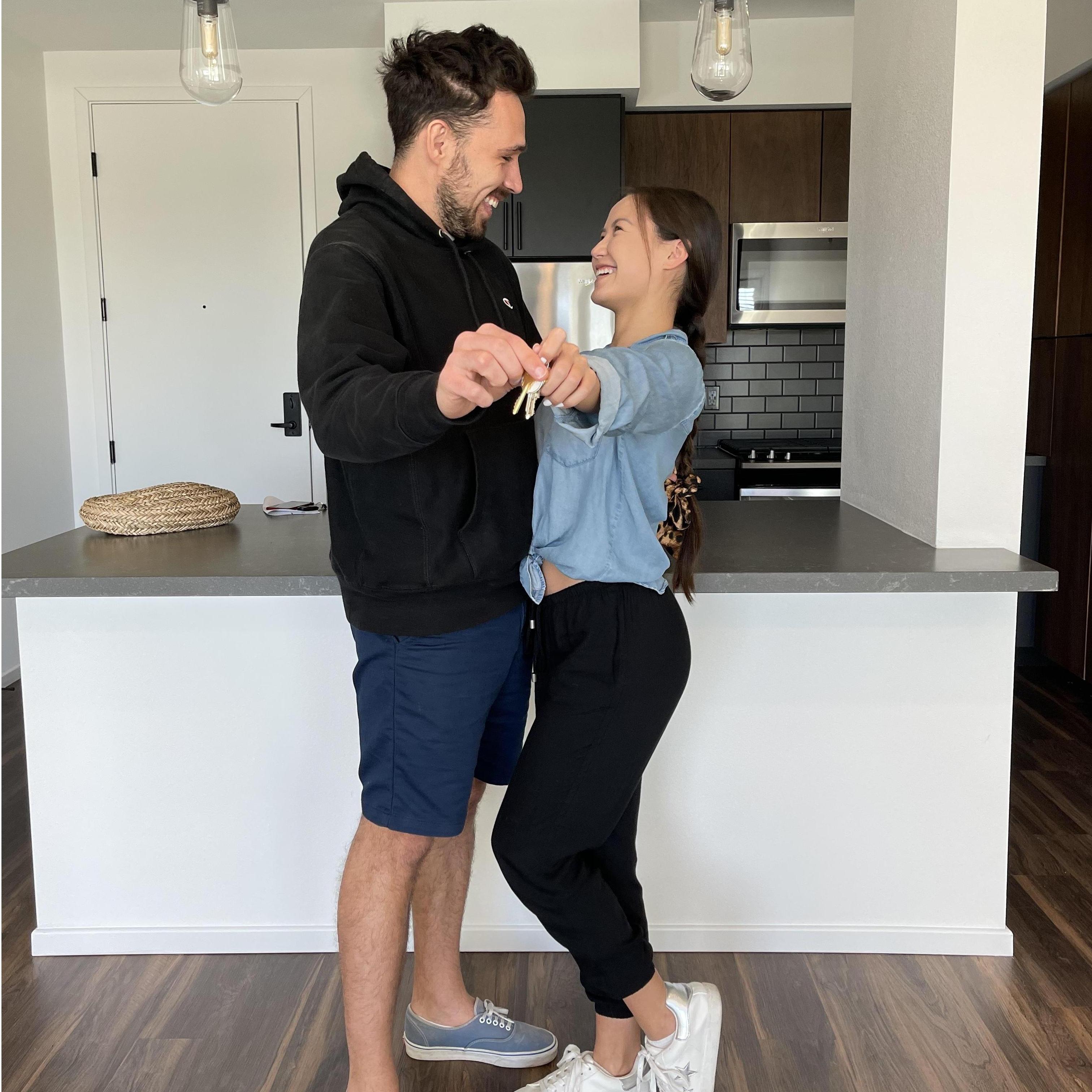 The exciting day we finally got the keys to our apartment together!