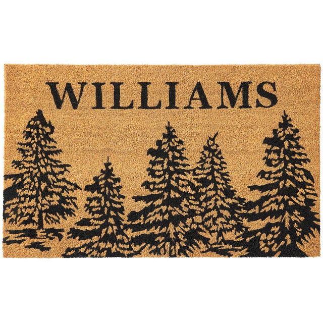 Conell Tree Monogram Doormat, 22x36 inches, Black