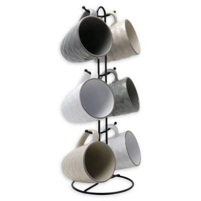 Elama Midnight Glow 7-Piece Mug Set with Rack