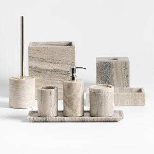 Tuscan Beige Marble 7 Piece Set | Crate & Barrel