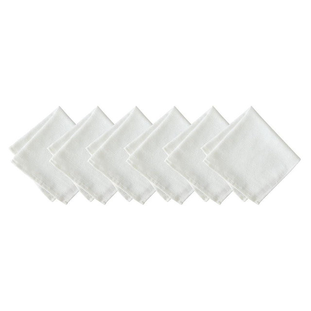 Elrene Home Fashions Villeroy & Boch Bristow Solid Texture Cloth Napkins, Set of 6, 20"x20", White - Premium Cotton Dinner Napkins for Table Settings, Parties, and Everyday Use