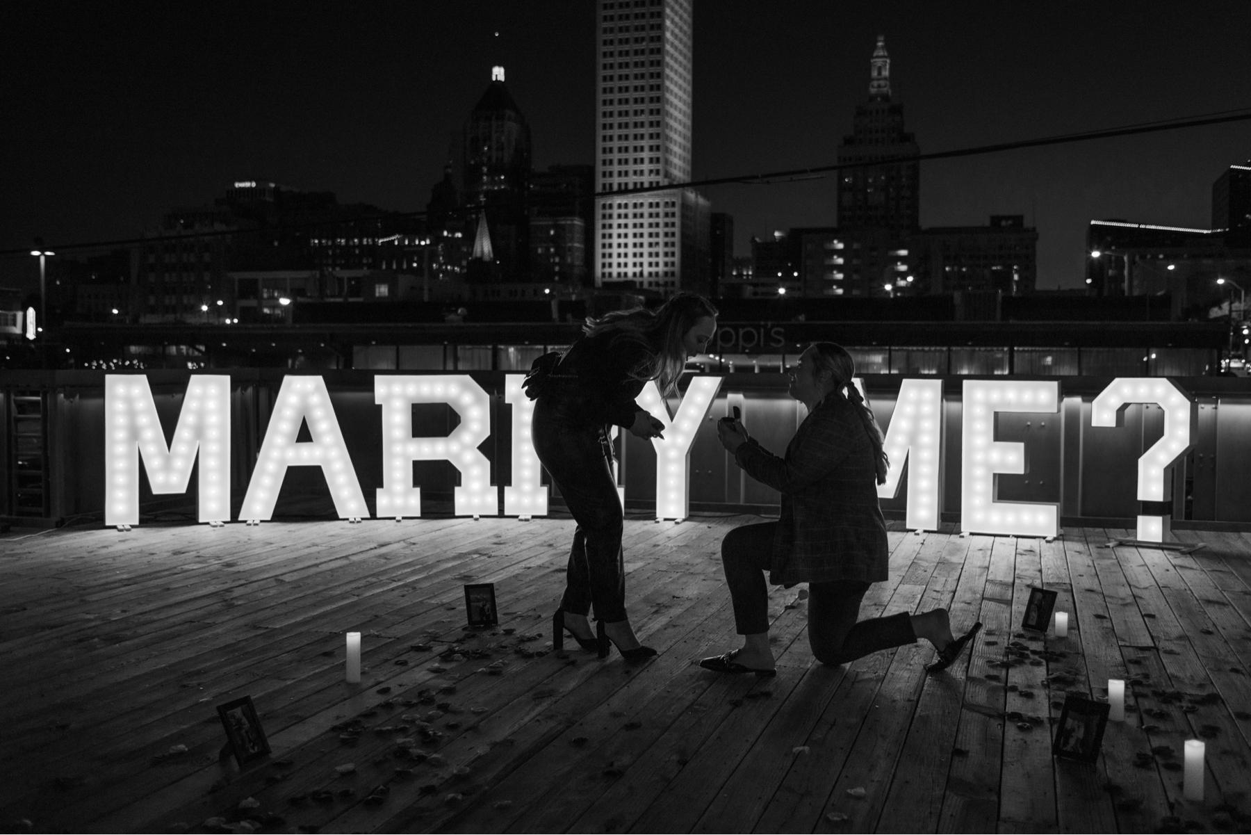 Ashleigh proposed to Dani in Tulsa, Oklahoma at one of their favorite rooftops: the Boxyard!