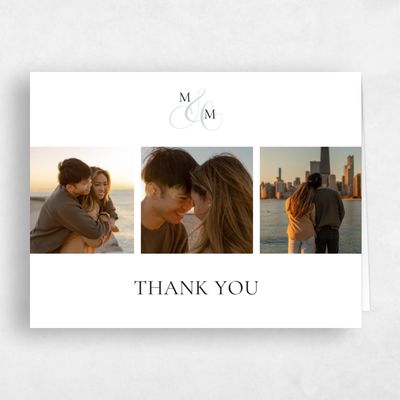 White Monogram Wedding Thank You - Aven Multiphoto