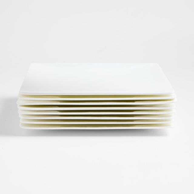 Bennett White Bone China Square Dinner Plates, Set of 8