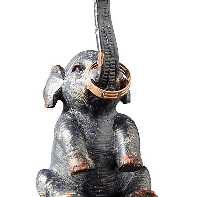 Creative Co-Op Pewter Elephant Ring Holder Grey 4" x 2"