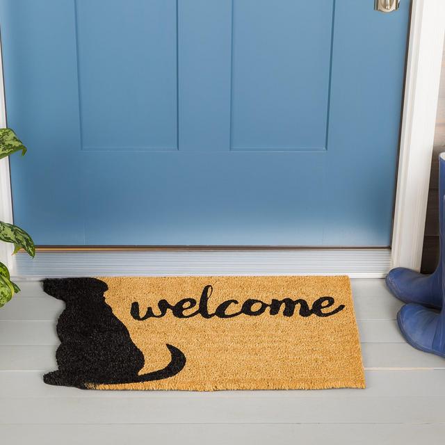 Evergreen Dog Welcome Shaped Coir Mat, 28 x 16 Inches