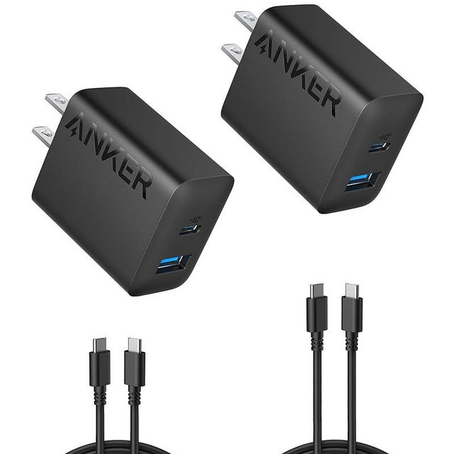 iPhone 15 Charger, Anker USB C Charger, 2-Pack 20W Dual Port USB Fast Wall Charger, USB C Charger Block for iPhone 15/15 Pro/15 Pro Max/iPad Pro/AirPods and More (2-Pack 5 ft USB-C Cable Included)