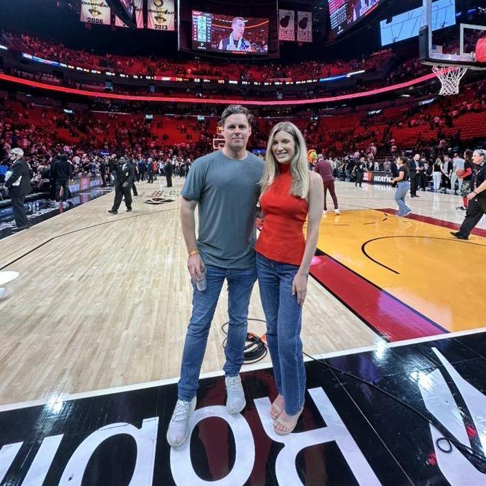 Enjoying a Miami Heat Basketball game.