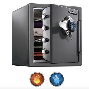SentrySafe Waterproof and Fireproof Alloy Steel Digital Safe Box for Home with Code Button Keypad, 1.23 Cubic Feet, 17.8 x 16.3 x 19.3 Inches (exterior), SFW123GDC