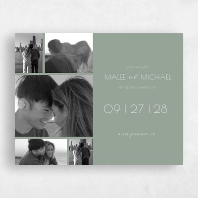 Green Typography Wedding Save the Date - Fountaine Multiphoto