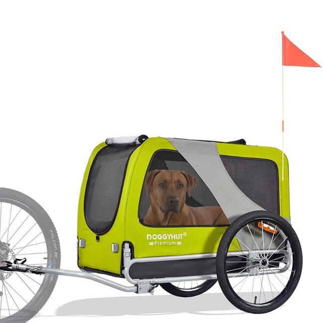 DOGGYHUT® Premium XL Pet Bike Trailer for Large Dog or Multiple Small Dogs, Up to 100 lbs,Dog Bicycle Carrier,Low Center of Gravity,Easy Folding Frame Cart