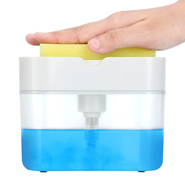 Premium Quality Dish Soap Dispenser - Countertop Kitchen Soap Dispenser, Sink Dish Washing Soap Dispenser 13 Ounces (Sponge Included)