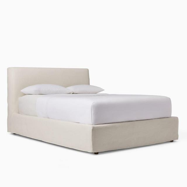 Haven Slipcover Bed, King, Yarn Dyed Linen Weeve, Alabaster
