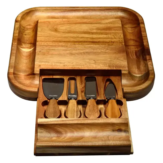 Picnic at Ascot Large Acacia Charcuterie Board with Cheese Knives
