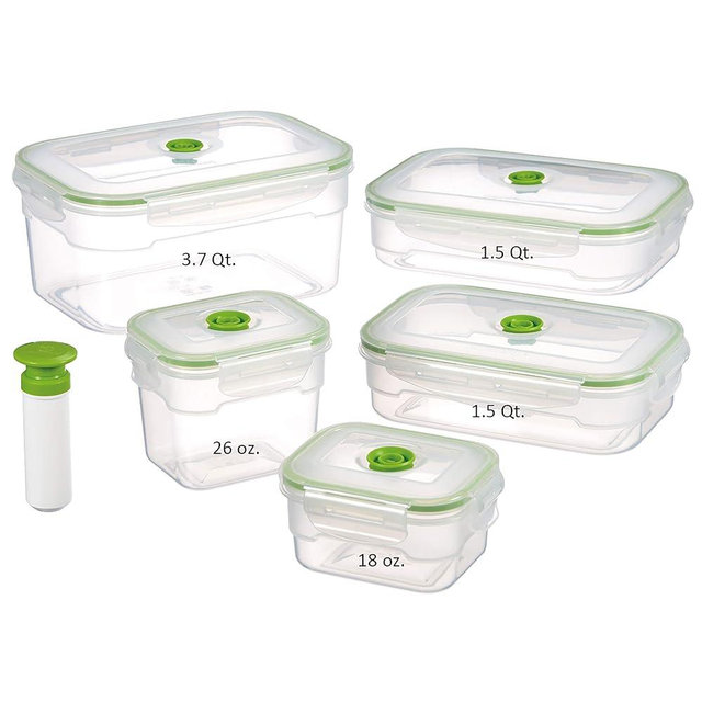 Lasting Freshness 11 Piece Vacuum Seal Food Storage Container Set, Rectangle