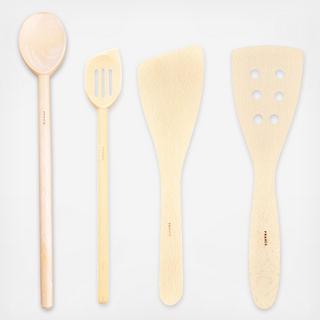 French Beechwood 4-Piece Cooking Utensil Set