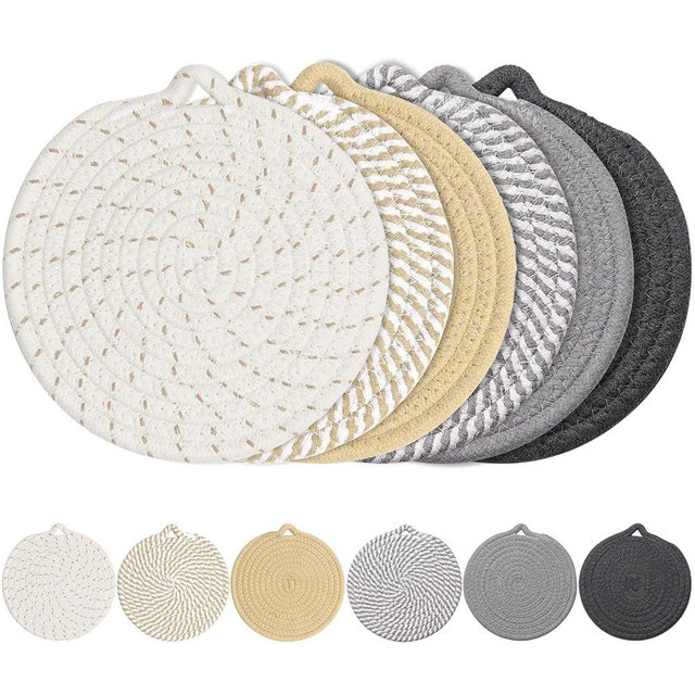 7" Trivets for Hot Dishes, 6 Pack Hot Pads for Kitchen Counter & Dining Table, Heat Resistant | Scratches | Stains Cotton Trivets for Hot Pots and Pans