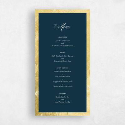 Deepest Teal, Blue Wedding Menu - Azurite Foil