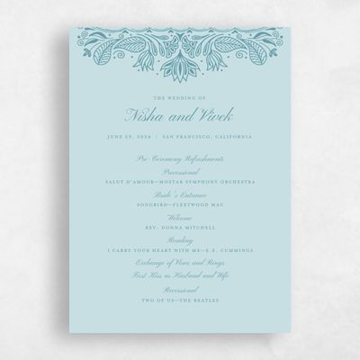 Iceberg, Blue Wedding Program - Taneja