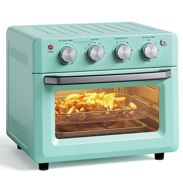 SIMOE Air Fryer Toaster Oven, 7 in 1 Retro Toaster Oven, All in One Convection Oven Combo for Family Use, 19QT, 5 Accessories & Recipe Book (Green)