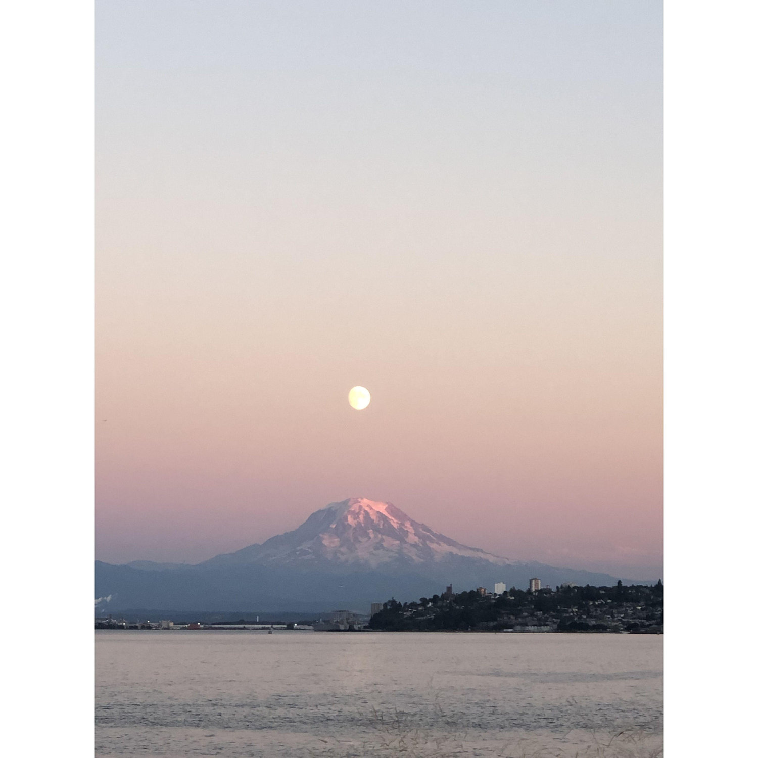 A view of Mount Rainer from Point Ruston in Tacoma, WA